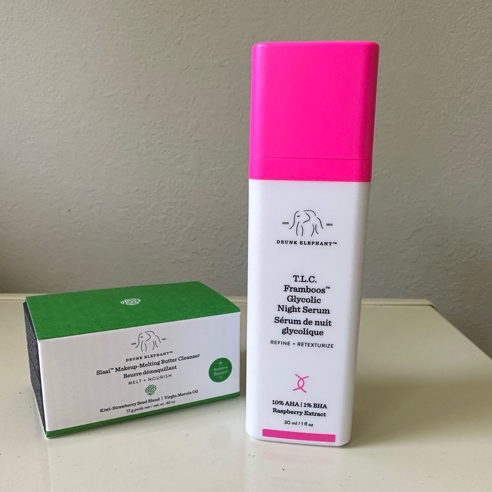 NEW Drunk Elephant T.L.C. Framboos Glycolic Night Serum with FREE Slaai Cleanser